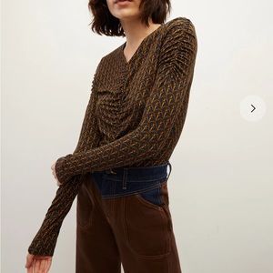 NWOT Veronica Beard Neeta Stirrup Print Ruched Top